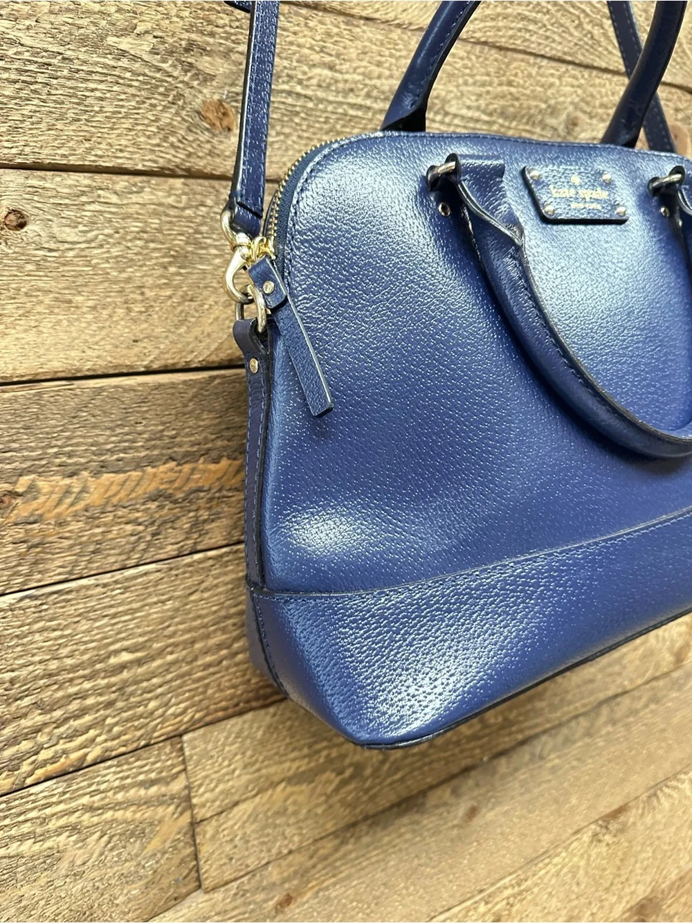 Kate Spade New York Navy Pebbled Leather Satchel Crossbody Bag 💙